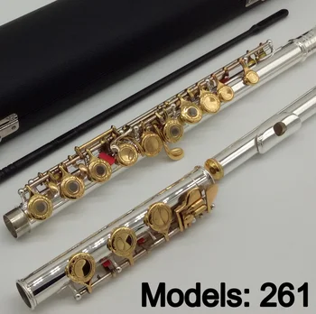 Клуб на Любителите на музика Флейта 261 Гравиране на Ключове за Ръчна Работа с Позлатени Флейта B Краче Отворени Дупки 17 Златни Ключа