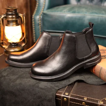 Тенденцията мъжки обувки Челси в британския стил, Есен 2022, Нов Стил, Евтини Ботильоны, мъжки Слипоны, Удобни и качествени маркови черни модела обувки