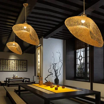 Творческа личност нови Китайски бамбукови Висящи Лампи стил японски ресторант светлина Скандинавски изкуство, модерна и опростена лампа ZH ZB45
